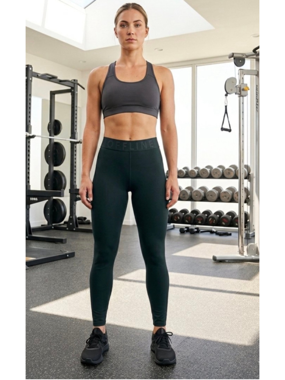 Women’s OFFLINE by Aerie Leggings size Large Dark Green Regular Rise Gym NWT